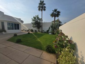 Huge private garden of a luxury villa for rent in Jumeirah 2 Dubai