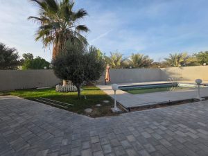 Private swimming pool and garden area of a luxury villa in Jumeirah 3 Dubai