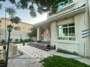 Main entrance and exterior view of a 5 bedroom villa for rent in Al Barsha, Dubai