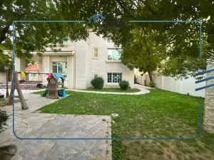 Modern interior hallway with wooden door in a 5 bedroom villa for rent in Al Barsha, Dubai